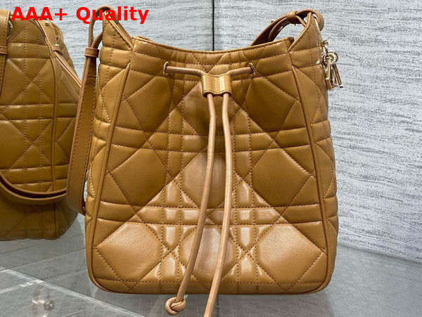 Dior Medium D Motion Bag in Light Gold Tone Cannage Lambskin Replica