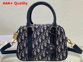 Dior Medium D Vibe Bowling Bag Blue Dior Oblique Jacquard Replica