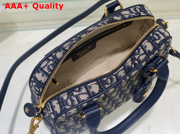 Dior Medium D Vibe Bowling Bag Blue Dior Oblique Jacquard Replica