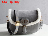 Dior Medium Dior Bobby Bag Gray Colored Shearling Replica