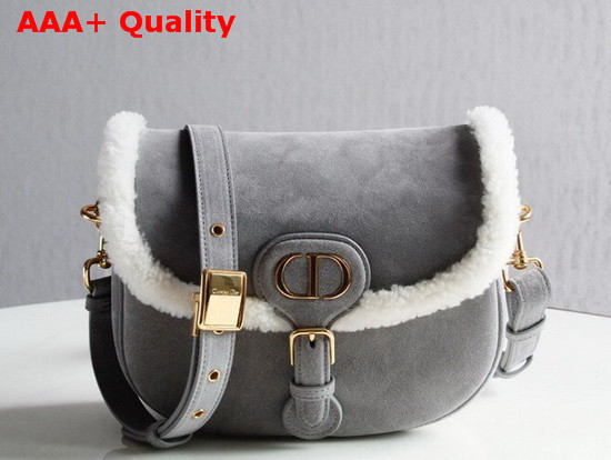 Dior Medium Dior Bobby Bag Gray Colored Shearling Replica