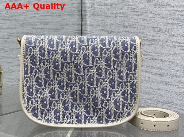 Dior Medium Dior Bobby Bag in Blue Dior Oblique Chambray with Raffia Effect and Light Biscuit Smooth Calfskin Replica