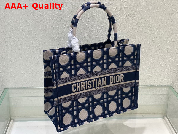 Dior Medium Dior Book Tote Beige and Blue Macrocannage Embroidery Replica