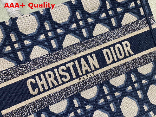 Dior Medium Dior Book Tote Beige and Blue Macrocannage Embroidery Replica