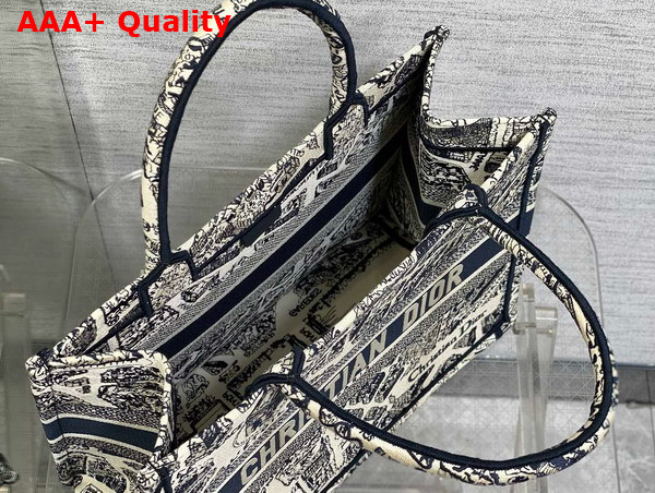 Dior Medium Dior Book Tote Beige and Navy Blue Plan de Paris Embroidery Replica
