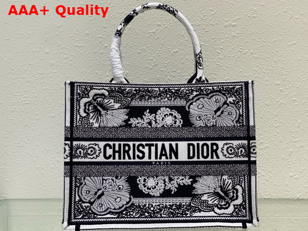 Dior Medium Dior Book Tote Black and White Butterfly Bandana Embroidery Replica