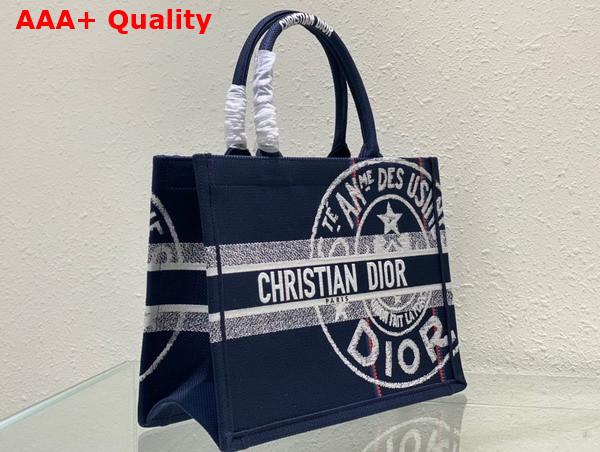 Dior Medium Dior Book Tote Blue Dior Union Embroidery Replica