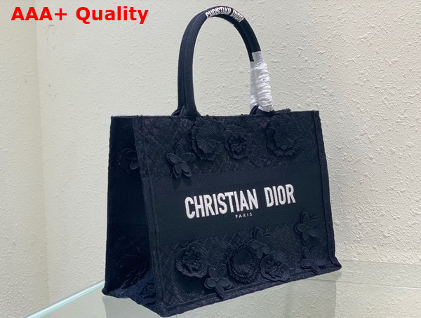 Dior Medium Dior Book Tote Blue Multicolor D Lace Embroidery with 3D Macrame Effect Replica