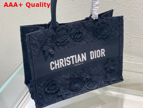 Dior Medium Dior Book Tote Blue Multicolor D Lace Embroidery with 3D Macrame Effect Replica