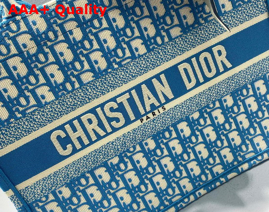 Dior Medium Dior Book Tote Cornflower Blue Dior Oblique Embroidery Replica