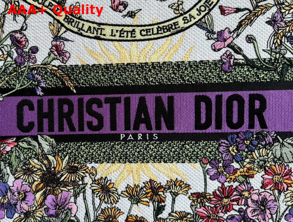 Dior Medium Dior Book Tote Ecru Multicolor Dior 4 Saisons Ete Soleil Embroidery Replica