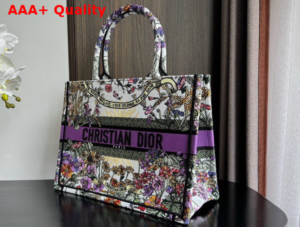 Dior Medium Dior Book Tote Ecru Multicolor Dior 4 Saisons Ete Soleil Embroidery Replica