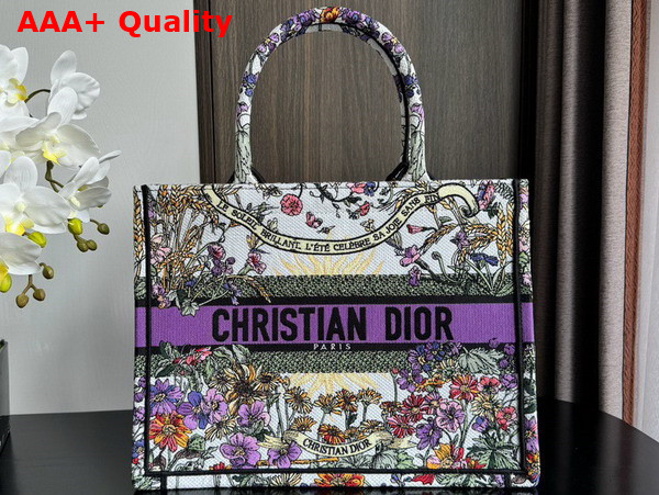Dior Medium Dior Book Tote Ecru Multicolor Dior 4 Saisons Ete Soleil Embroidery Replica