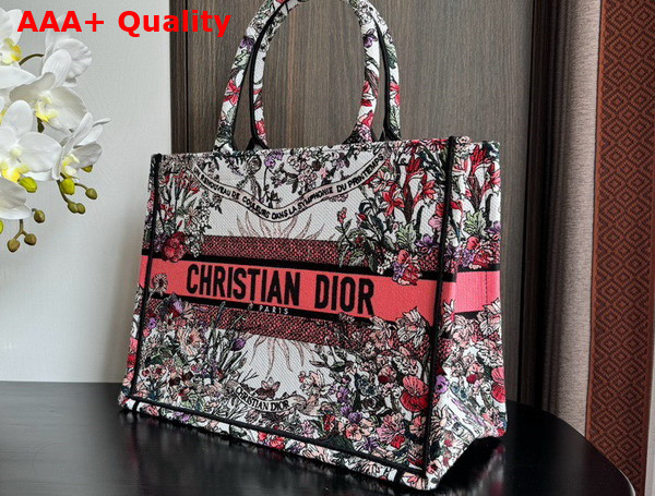 Dior Medium Dior Book Tote Ecru Multicolor Dior 4 Saisons Printemps Soleil Embroidery Replica