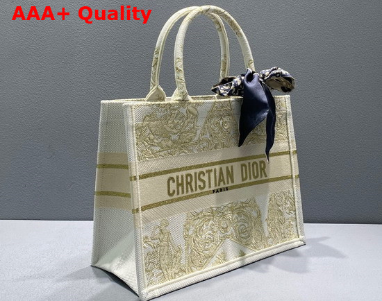 Dior Medium Dior Book Tote Gold Tone Dior Around The World Stella Embroidery Replica