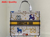 Dior Medium Dior Book Tote Latte Multicolor Dior Pixel Zodiac Embroidery Replica