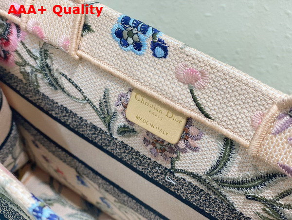 Dior Medium Dior Book Tote Natural Multicolor Raffia Embroidered with Dior Petites Fleurs Replica