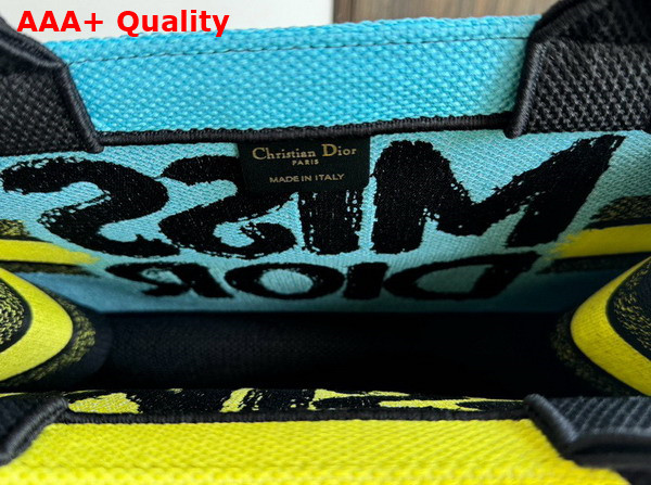 Dior Medium Dior Book Tote Two Tone Green and Blue Miss Dior Graffiti Embroidery Replica
