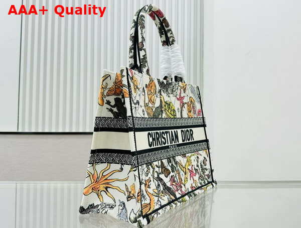 Dior Medium Dior Book Tote White Multicolor Animaux Fantastiques Embroidery Replica