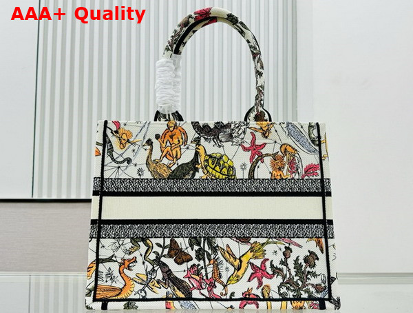 Dior Medium Dior Book Tote White Multicolor Animaux Fantastiques Embroidery Replica
