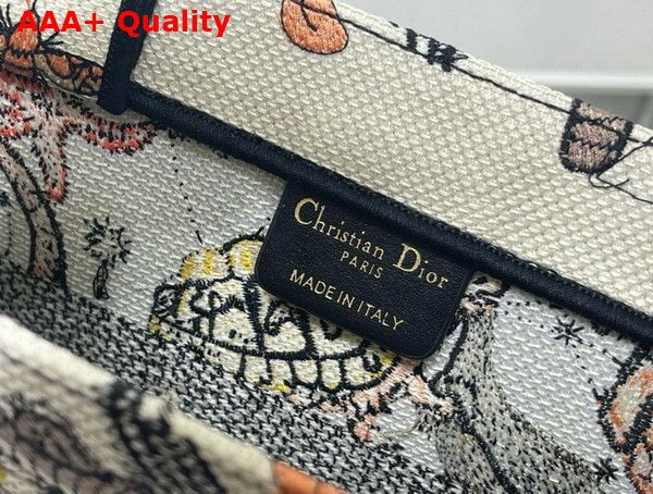 Dior Medium Dior Book Tote White Multicolor Animaux Fantastiques Embroidery Replica