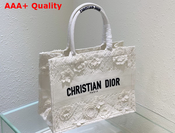 Dior Medium Dior Book Tote White Multicolor D Lace Embroidery with 3D Macrame Effect Replica