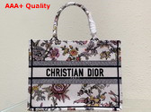 Dior Medium Dior Book Tote White Multicolor Dior Jardin Botanique Embroidery Replica