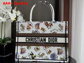 Dior Medium Dior Book Tote White Multicolor Dragon Zodiac Embroidery Replica