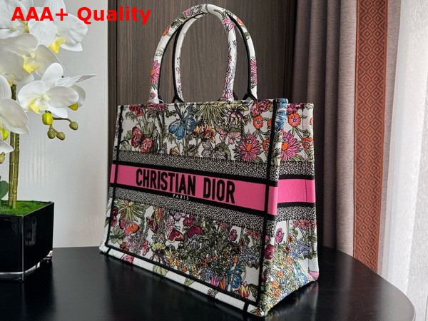 Dior Medium Dior Book Tote White Multicolor Mexico Millefiori Embroidery Replica