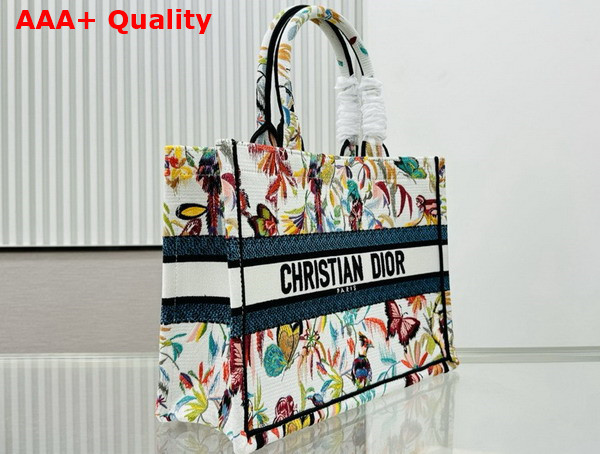 Dior Medium Dior Book Tote White Multicolor Toile De Jouy Fantastica Embroidery Replica