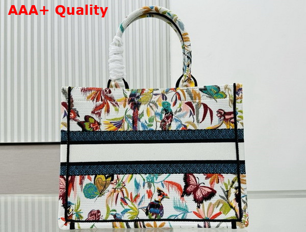 Dior Medium Dior Book Tote White Multicolor Toile De Jouy Fantastica Embroidery Replica