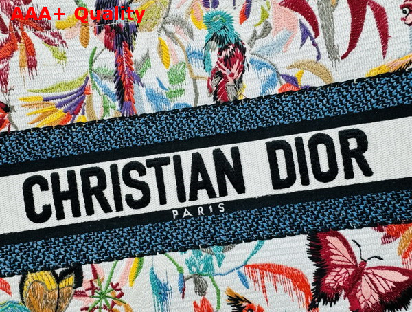Dior Medium Dior Book Tote White Multicolor Toile De Jouy Fantastica Embroidery Replica