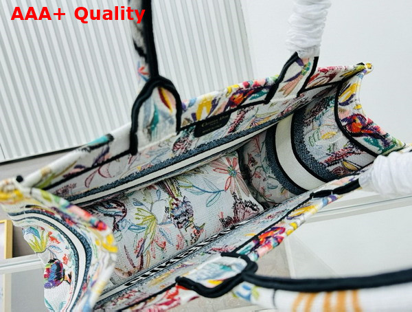 Dior Medium Dior Book Tote White Multicolor Toile De Jouy Fantastica Embroidery Replica