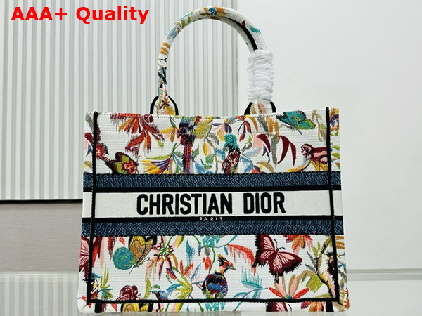 Dior Medium Dior Book Tote White Multicolor Toile De Jouy Fantastica Embroidery Replica