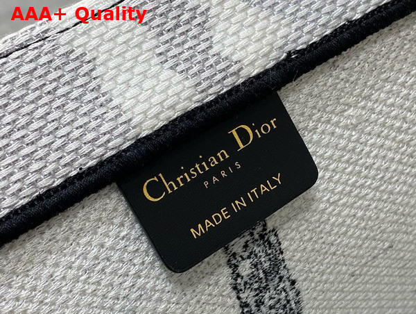 Dior Medium Dior Book Tote White and Black Paris Embroidery Replica