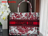 Dior Medium Dior Book Tote White and Red Le Coeur Des Papillons Embroidery Replica