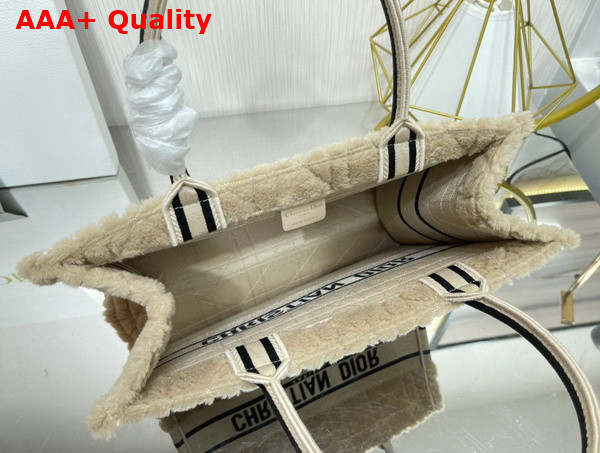 Dior Medium Dior Book Tote in Beige Cannage Shearling Replica