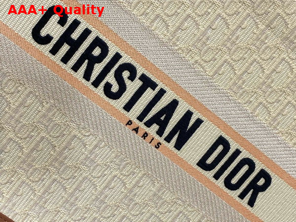 Dior Medium Dior Book Tote in Beige Dior Oblique Embroidered Raffia and Camel Calfskin Replica