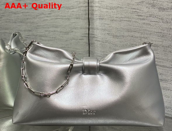 Dior Medium Dior Bow Bag in Silver Lambskin Replica