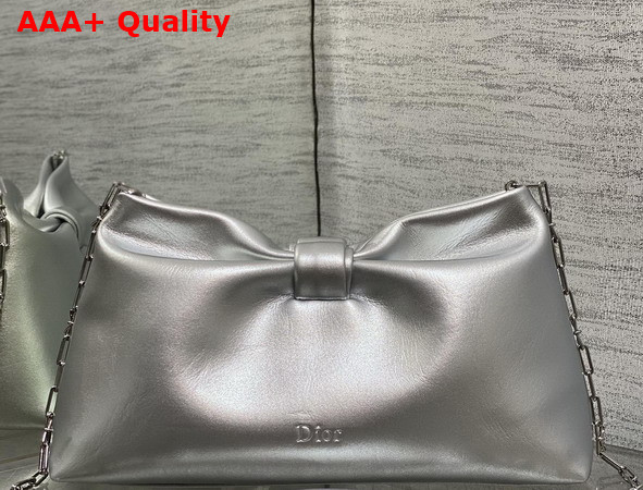 Dior Medium Dior Bow Bag in Silver Lambskin Replica