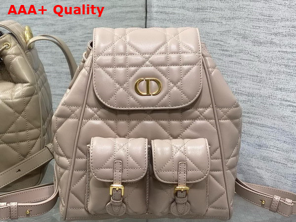 Dior Medium Dior Caro Backpack in Beige Macrocannage Lambskin Replica