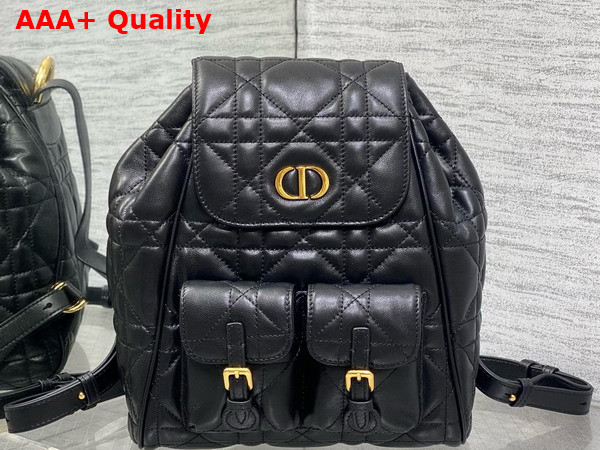 Dior Medium Dior Caro Backpack in Black Macrocannage Lambskin Replica