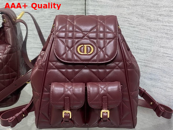 Dior Medium Dior Caro Backpack in Burgundy Macrocannage Lambskin Replica