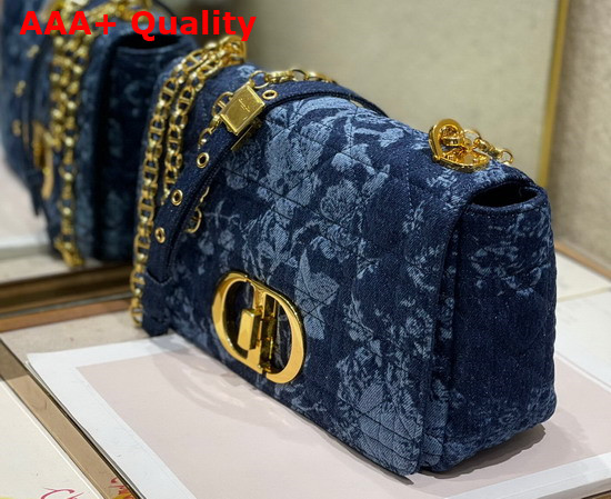 Dior Medium Dior Caro Bag Blue Dior Flowers Cannage Denim Replica