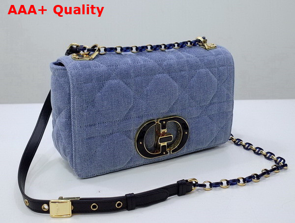 Dior Medium Dior Caro Bag Blue Macrocannage Denim Replica