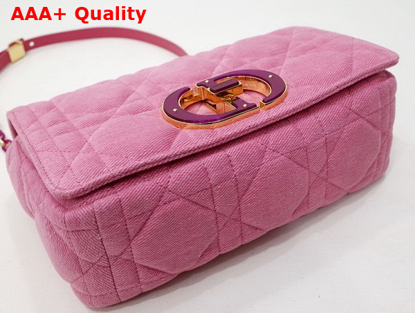 Dior Medium Dior Caro Bag Bright Pink Macrocannage Denim Replica