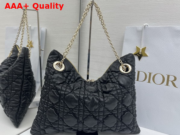 Dior Medium Dior Crunchy Bag Black Puffy Macrocannage Calfskin Replica