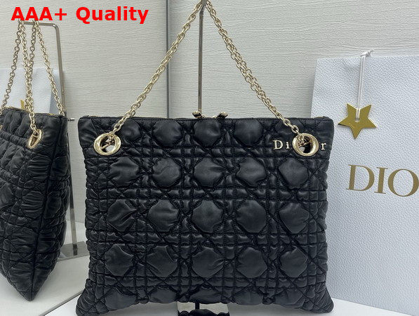 Dior Medium Dior Crunchy Bag Black Puffy Macrocannage Calfskin Replica
