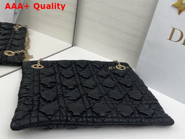 Dior Medium Dior Crunchy Bag Black Puffy Macrocannage Calfskin Replica