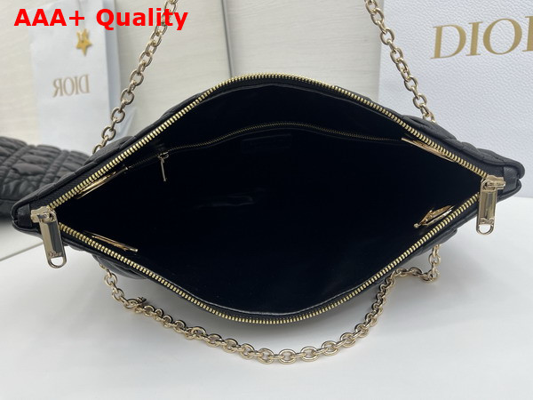 Dior Medium Dior Crunchy Bag Black Puffy Macrocannage Calfskin Replica